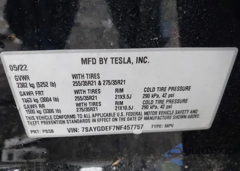 2022 Tesla Model Y Performance Dual Motor All-Wheel Drive из США, поврежденный, VIN 7SAYGDEF7NF457757